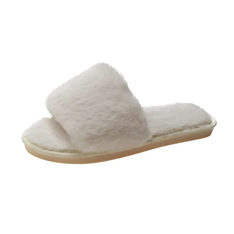 Large Size Furry Slippers for Women 2026 Autumn and Winter New Style Home Flat Warm Slippers Foreign Trade Cotton Slippers Wholesale