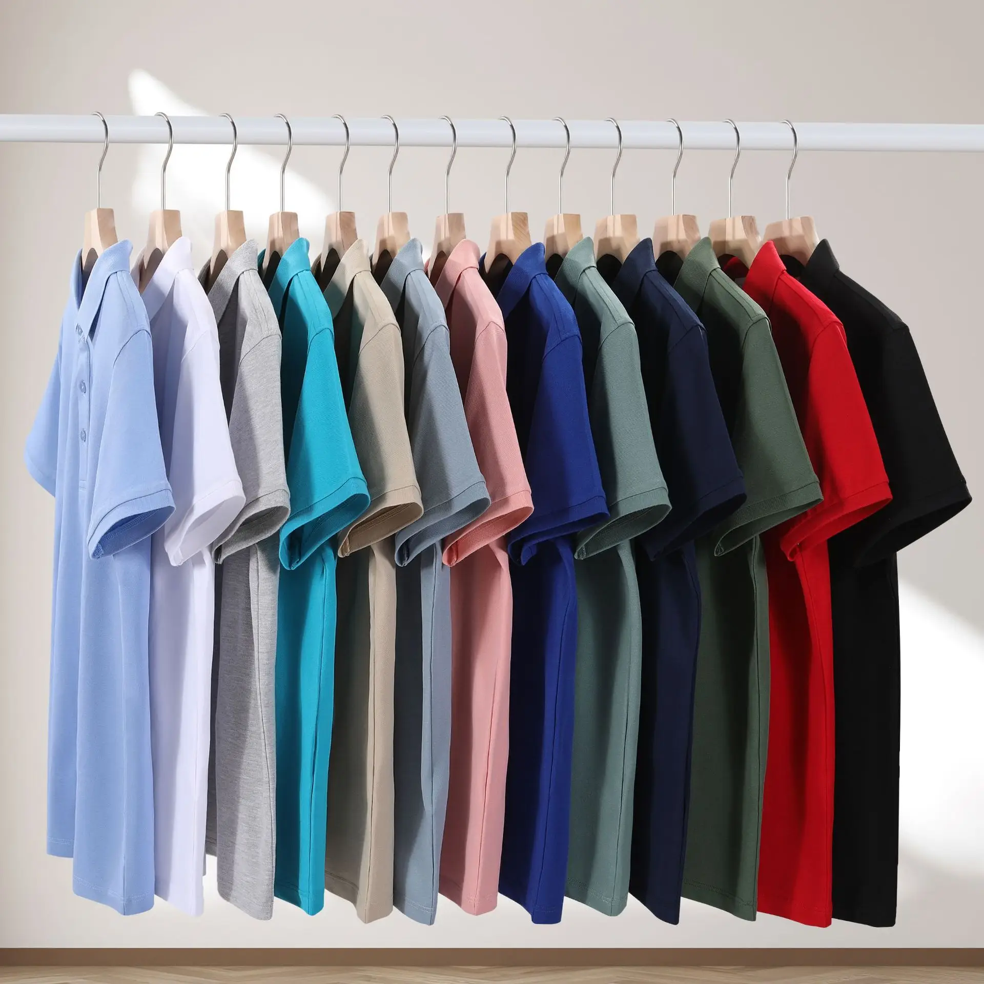 Men Light Blue Polo Shirt with Logo Print - Image 16