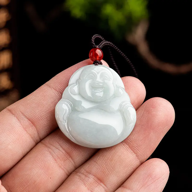 Natural Burma Jade Buddha Pendant Glutinous White