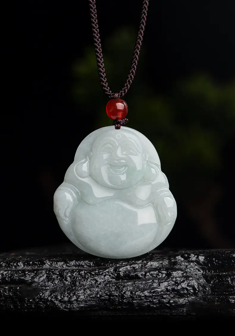 Natural Burma Jade Buddha Pendant Glutinous White — feature 1