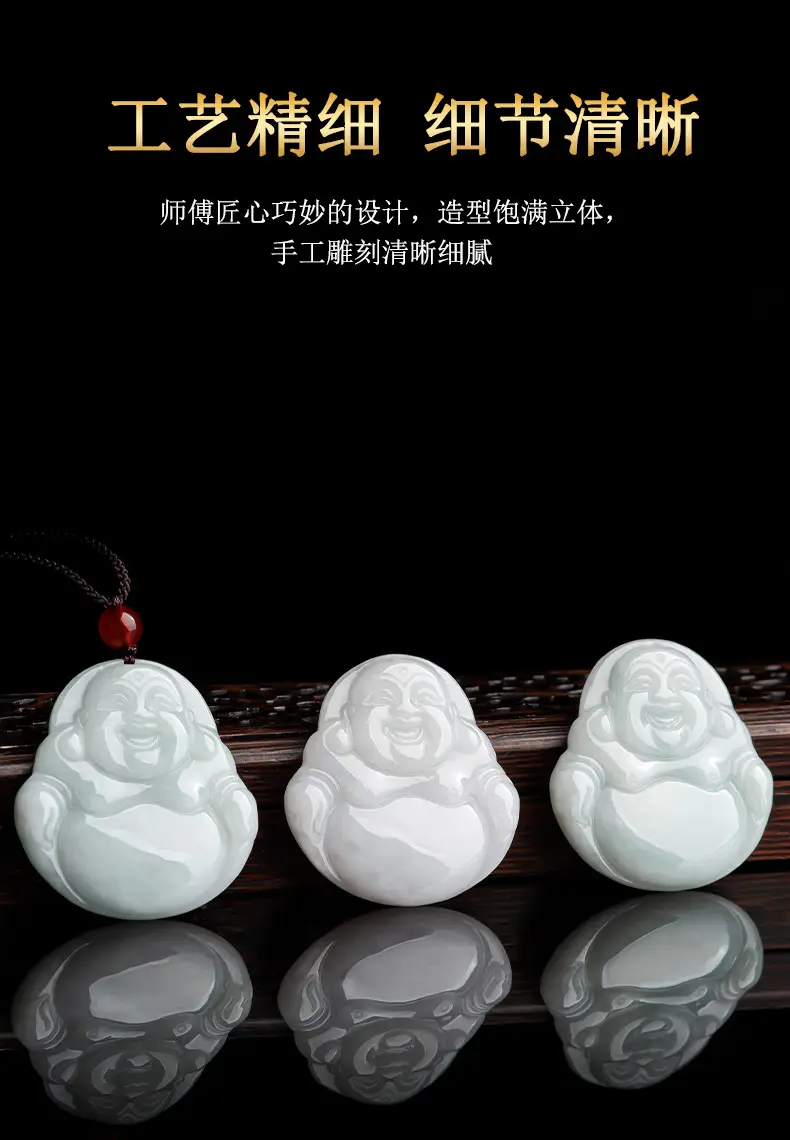 Natural Burma Jade Buddha Pendant Glutinous White — feature 8