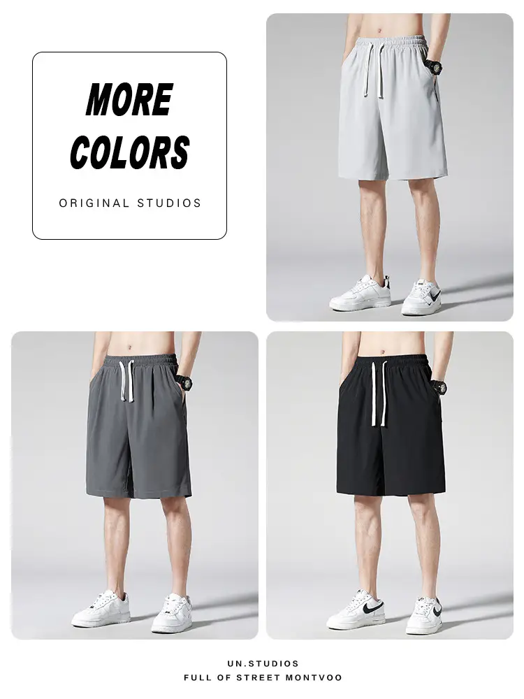 Men's Grey Ice Silk Sports Shorts Large - Image 49