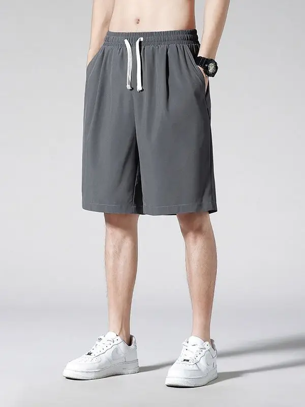 Men's Grey Ice Silk Sports Shorts Large - Image 51