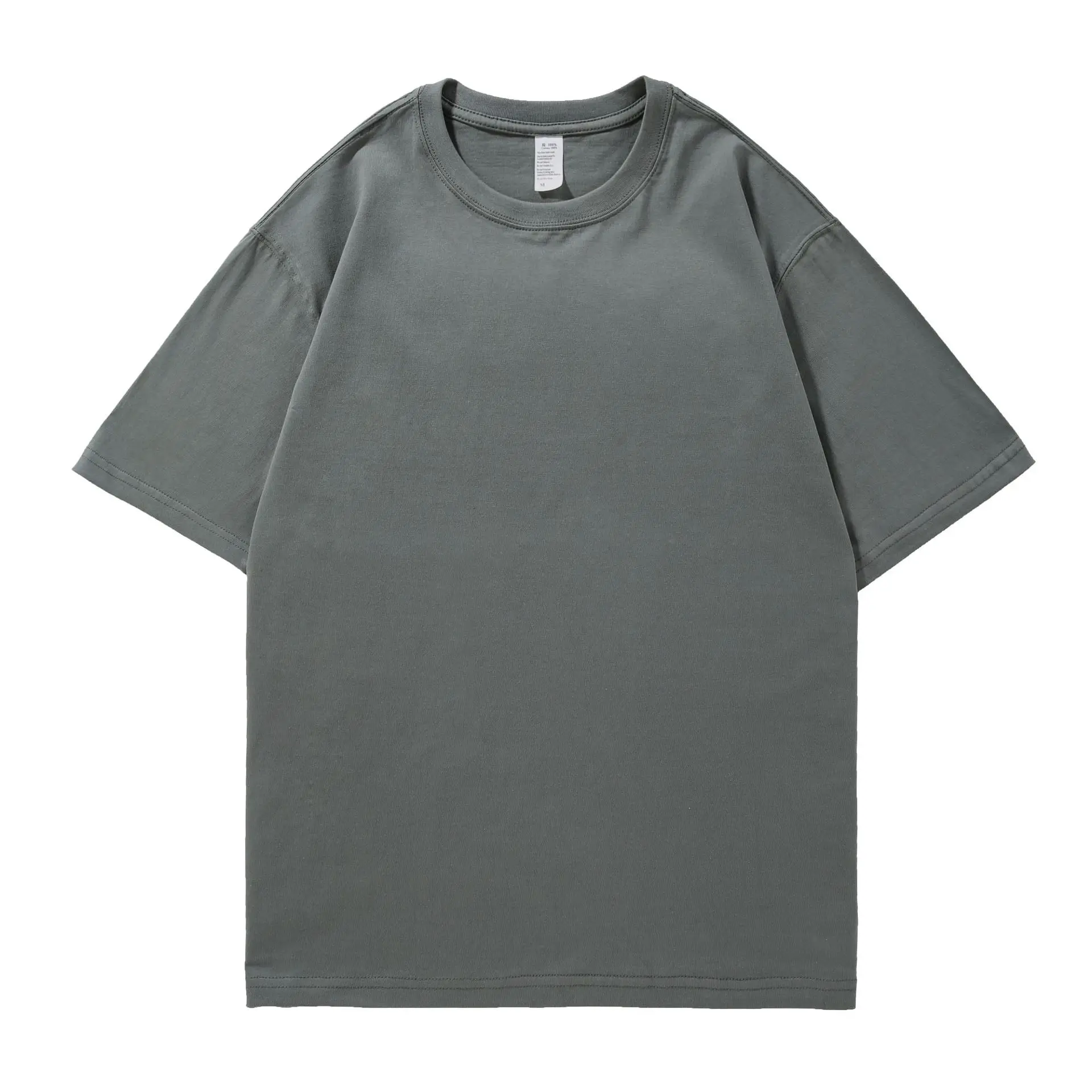 Men Blue Cotton T-Shirt Long Sleeve Summer Loose Fit - Image 3