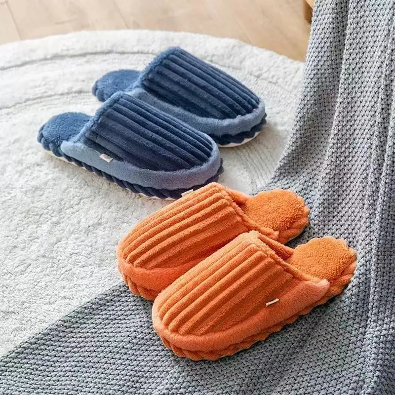 New cotton slippers Women's Home thick bottom warm indoor floor confinement shoes non-slip couple autumn and winter shoes men