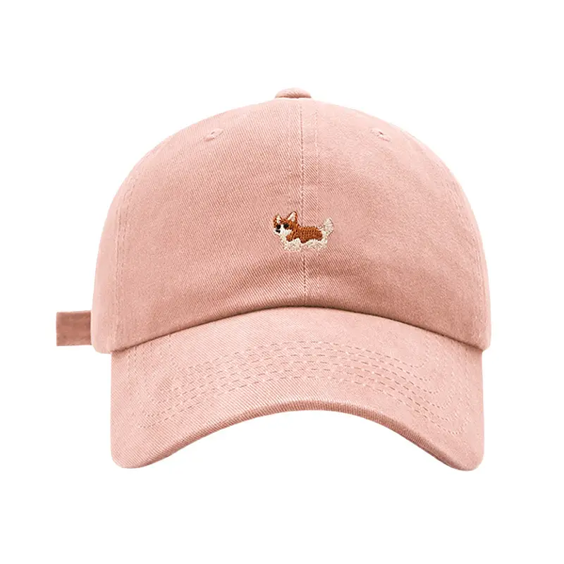 Women's Korean Style Fox Embroidered Baseball Cap Beige