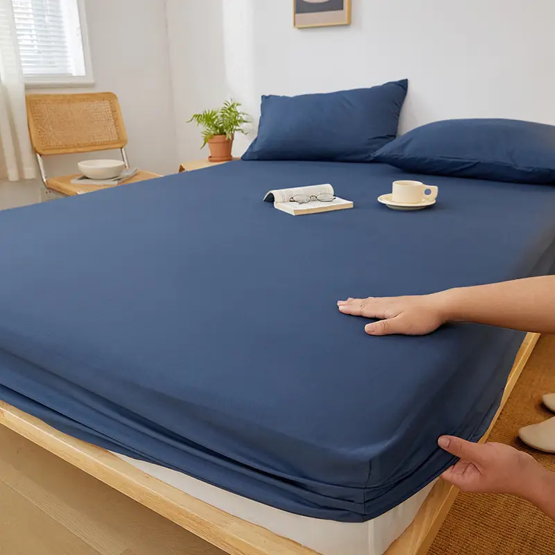 Japanese-style bed hat single-piece solid color bed cover all-inclusive bed sheet non-slip Simmons mattress dustproof protective cover bed hat wholesale