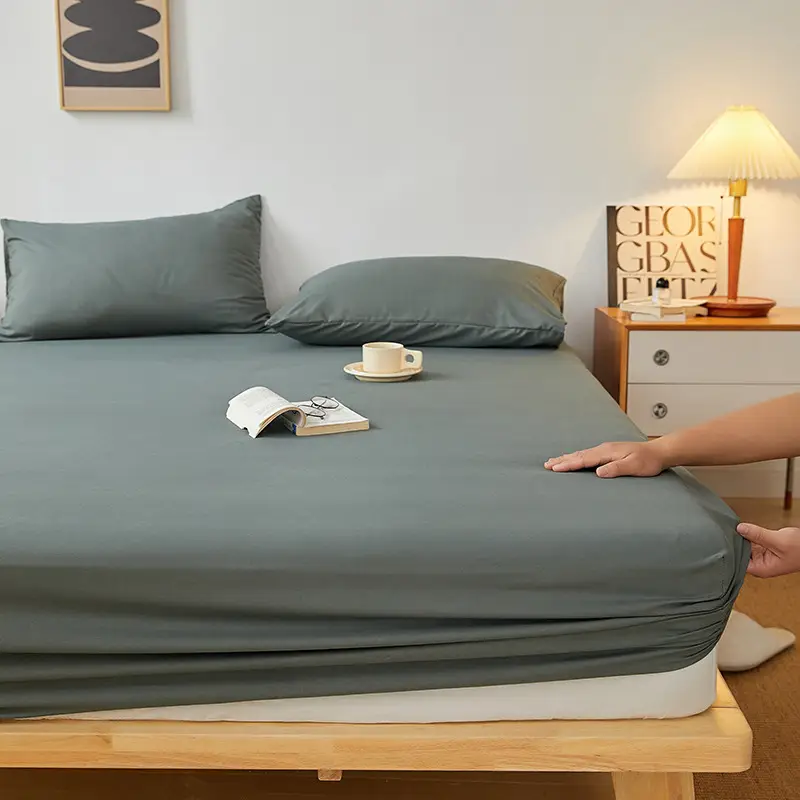 Japanese-style bed hat single-piece solid color bed cover all-inclusive bed sheet non-slip Simmons mattress dustproof protective cover bed hat wholesale
