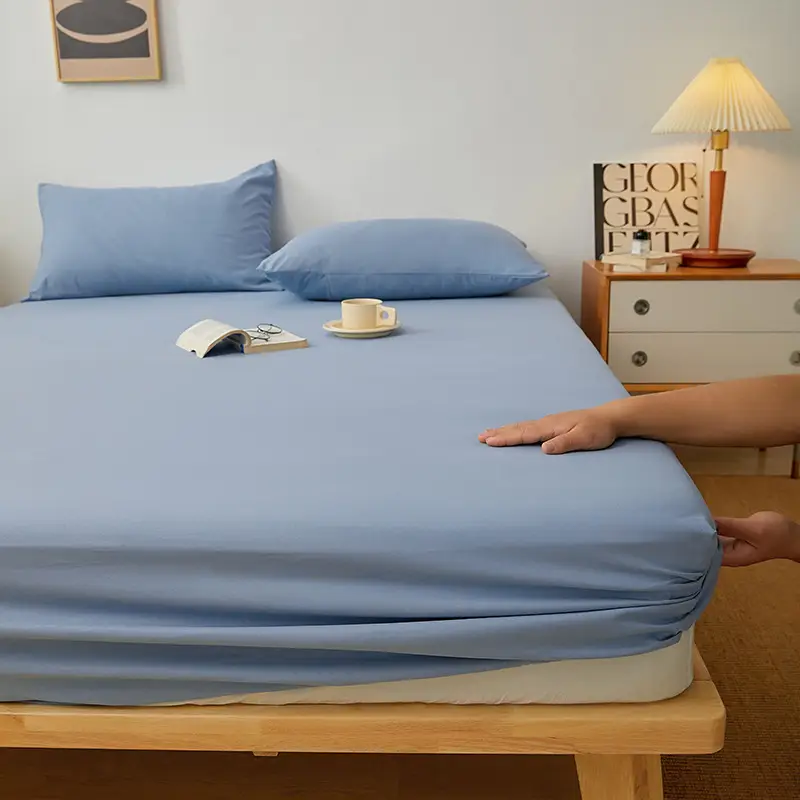 Japanese-style bed hat single-piece solid color bed cover all-inclusive bed sheet non-slip Simmons mattress dustproof protective cover bed hat wholesale