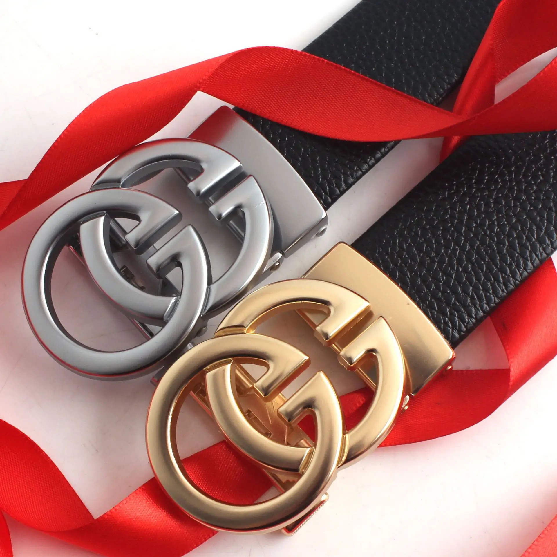 Hongsheng Men's Genuine Leather Belt with Hollow Letter Buckle - Image 16