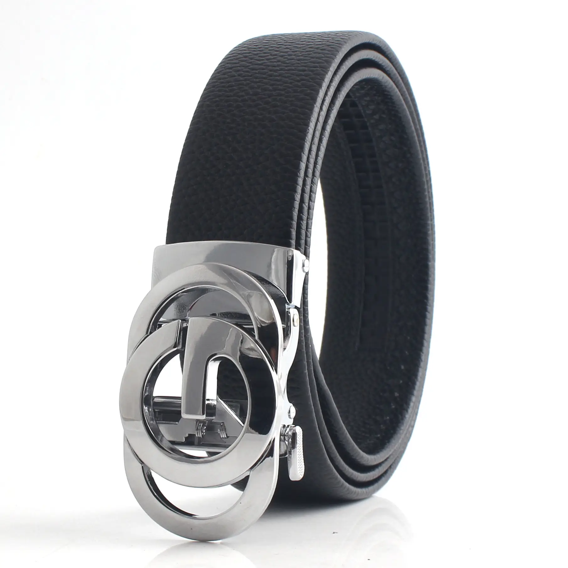 Hongsheng Men's Genuine Leather Belt with Hollow Letter Buckle - Image 2
