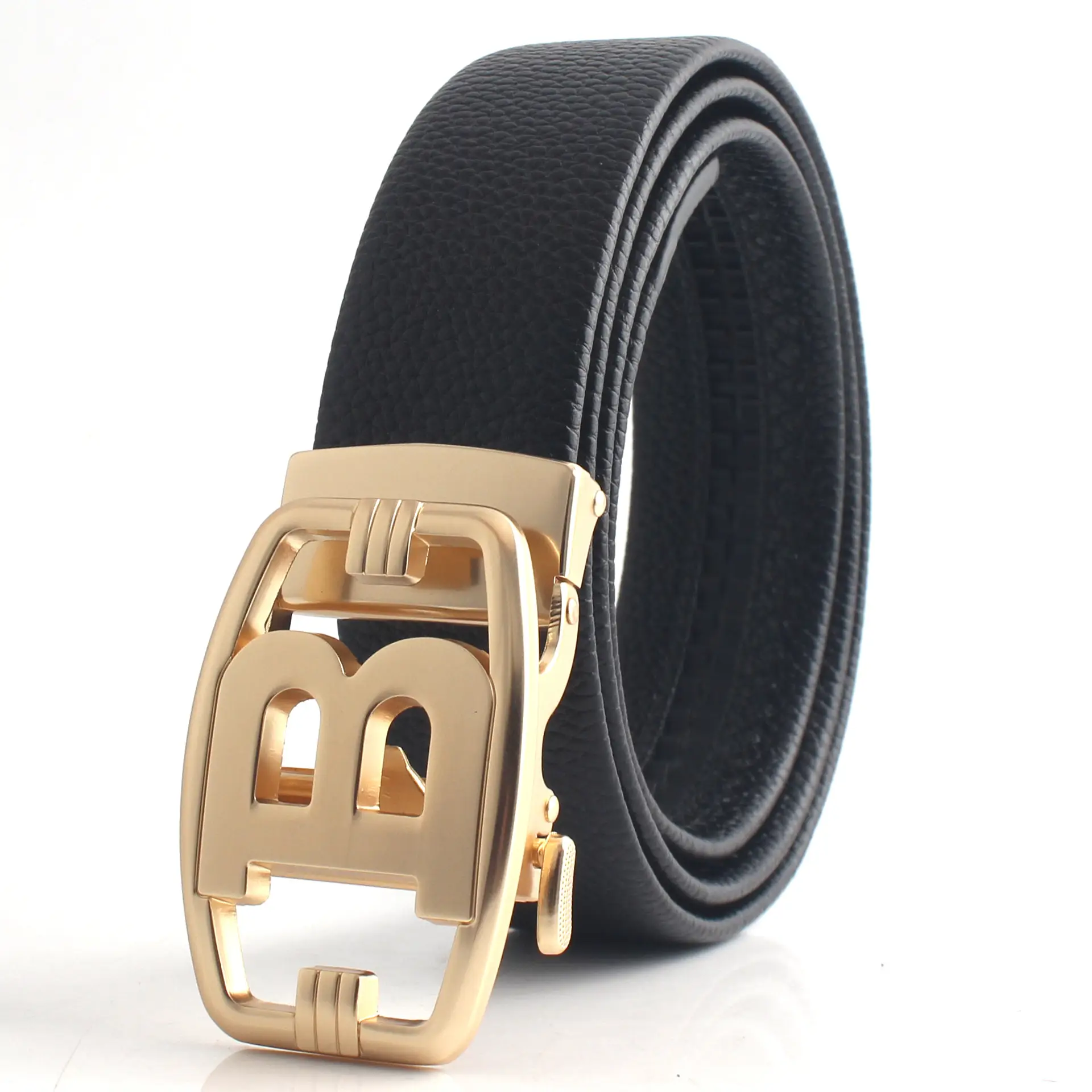 Hongsheng Men's Genuine Leather Belt with Hollow Letter Buckle - Image 4