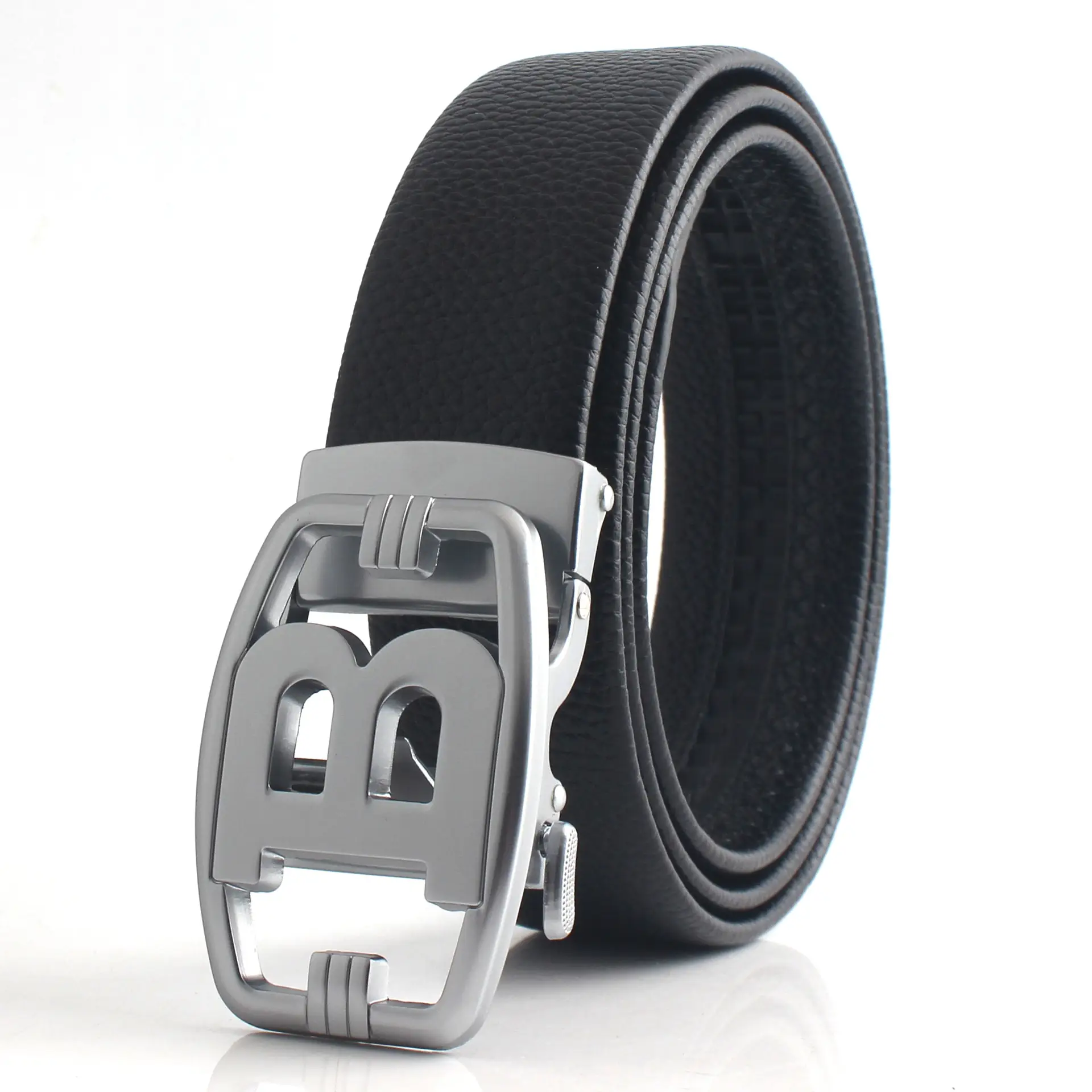 Hongsheng Men's Genuine Leather Belt with Hollow Letter Buckle - Image 5