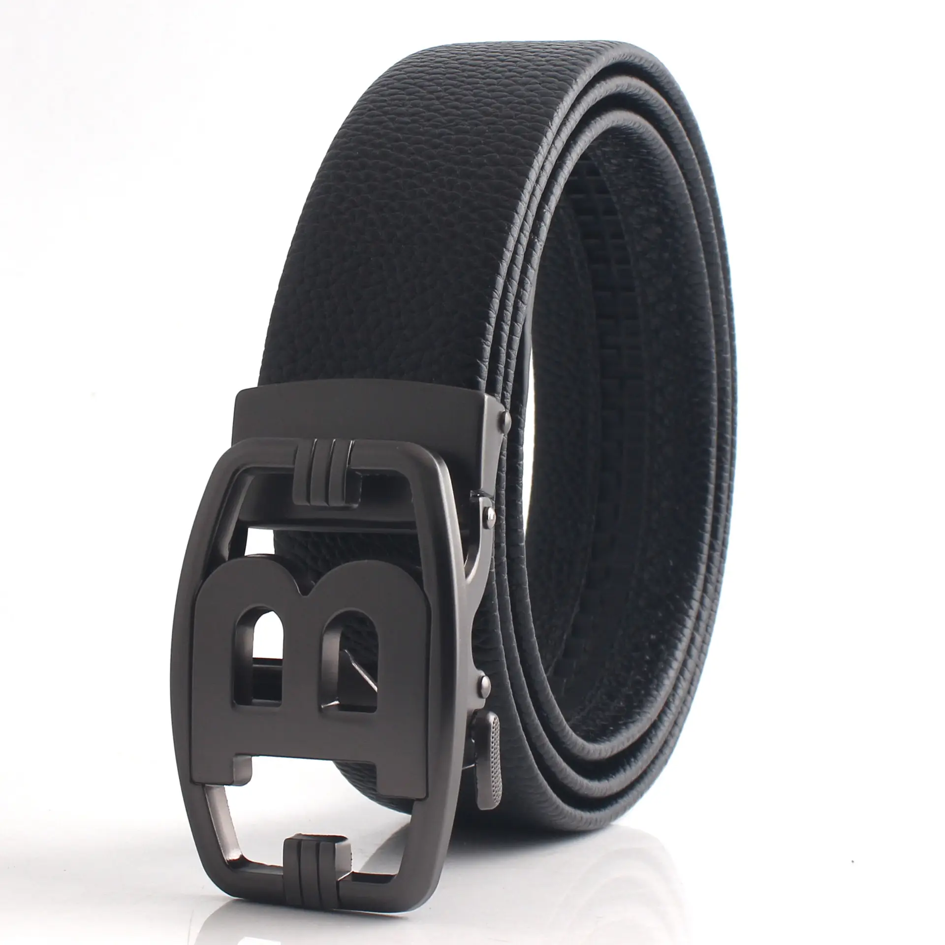 Hongsheng Men's Genuine Leather Belt with Hollow Letter Buckle - Image 6