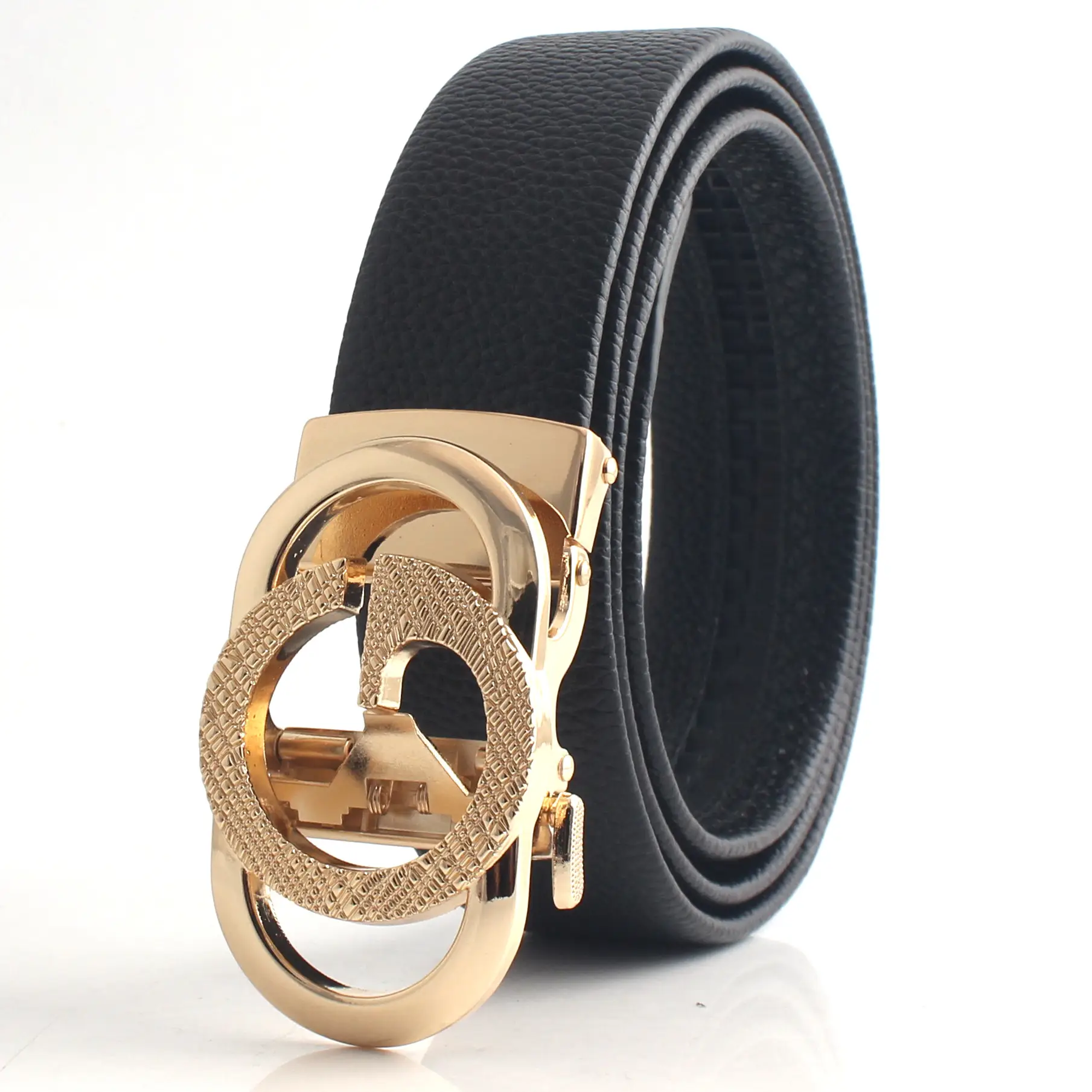 Hongsheng Men's Genuine Leather Belt with Hollow Letter Buckle - Image 7