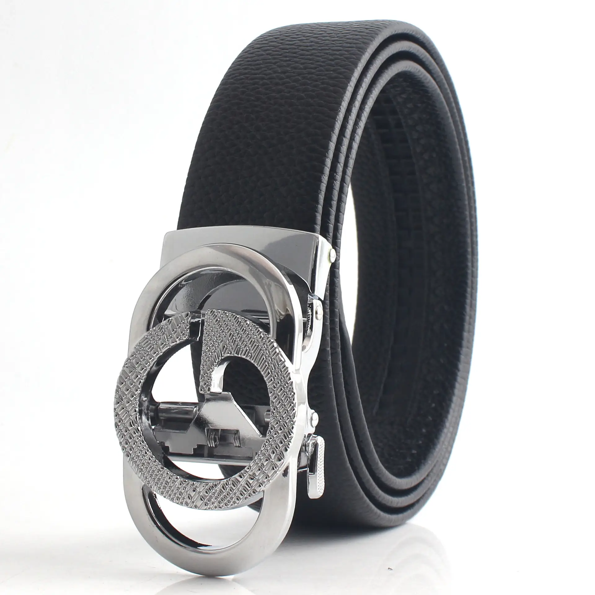 Hongsheng Men's Genuine Leather Belt with Hollow Letter Buckle - Image 8