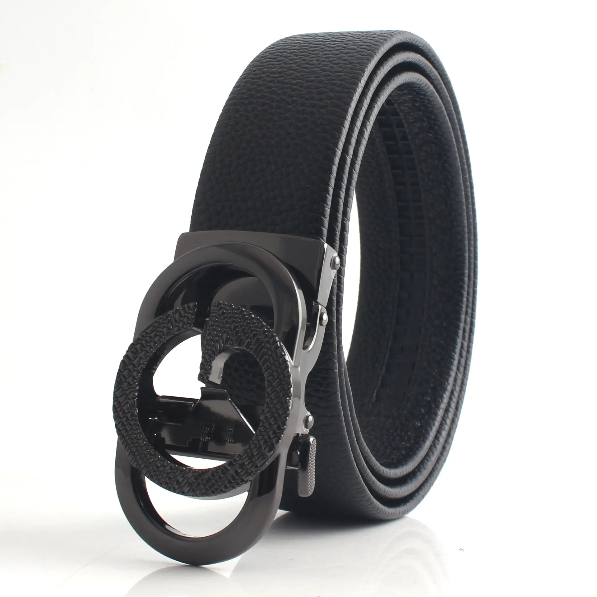 Hongsheng Men's Genuine Leather Belt with Hollow Letter Buckle - Image 9
