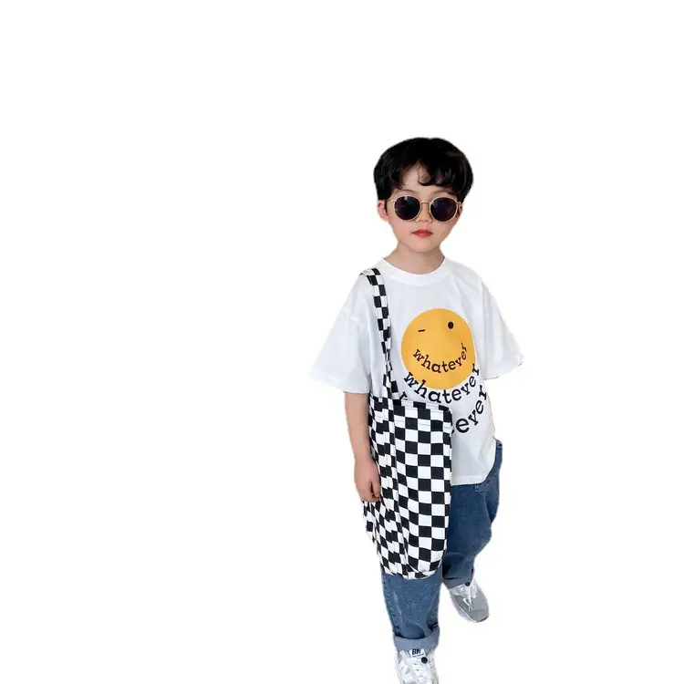 2025 Summer Boys T-Shirt Yellow Smile Graphic Cotton - Image 6