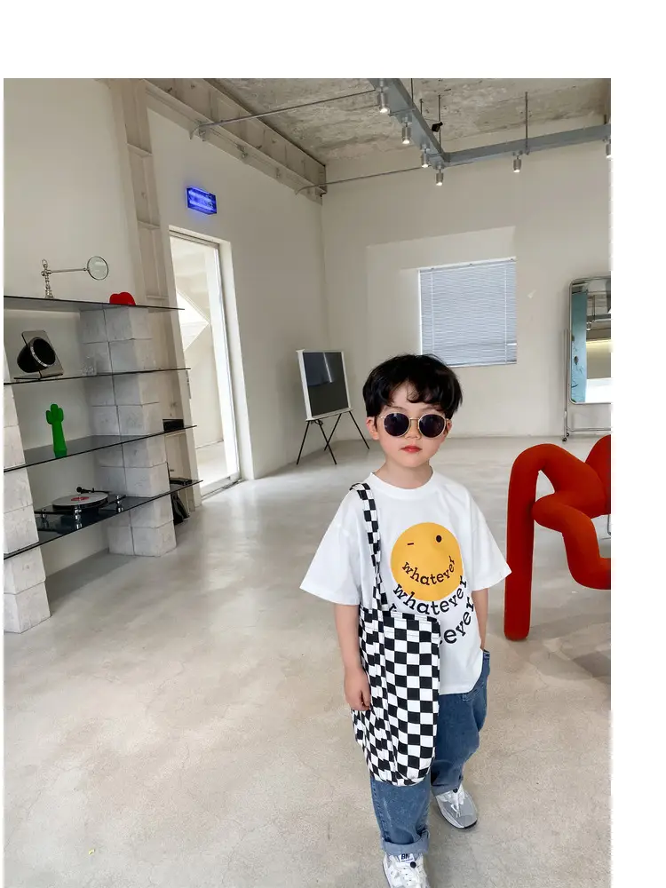 2025 Summer Boys T-Shirt Yellow Smile Graphic Cotton — feature 7