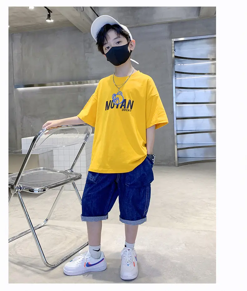 Kids Cotton T-Shirt Yellow Cartoon Print Summer Wear — feature 16