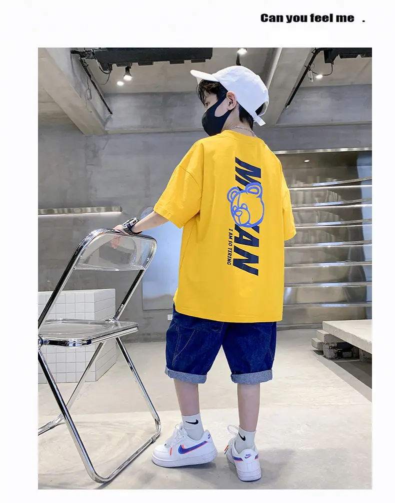 Kids Cotton T-Shirt Yellow Cartoon Print Summer Wear — feature 21