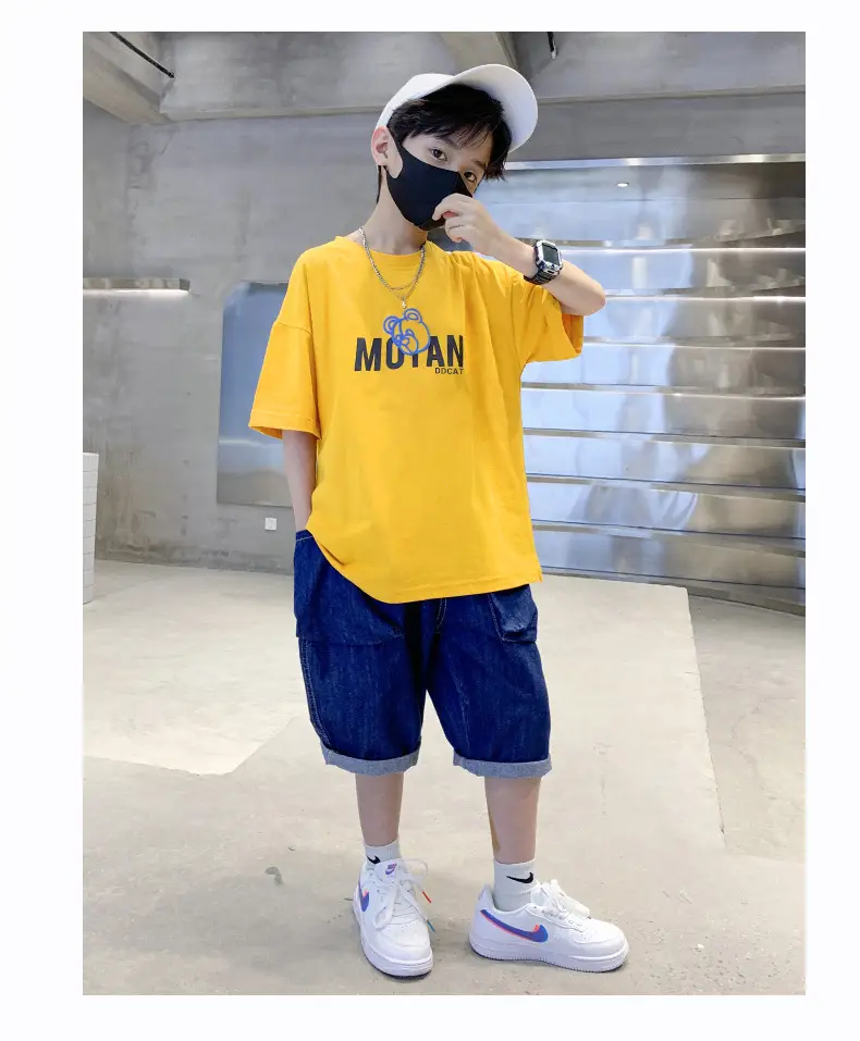 Kids Cotton T-Shirt Yellow Cartoon Print Summer Wear — feature 22