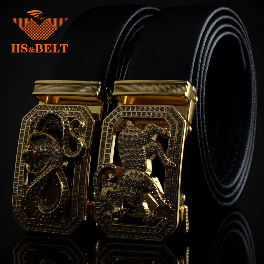 Hongsheng Men's Rhinestone Inlay Belt with Dragon Design - Image 13