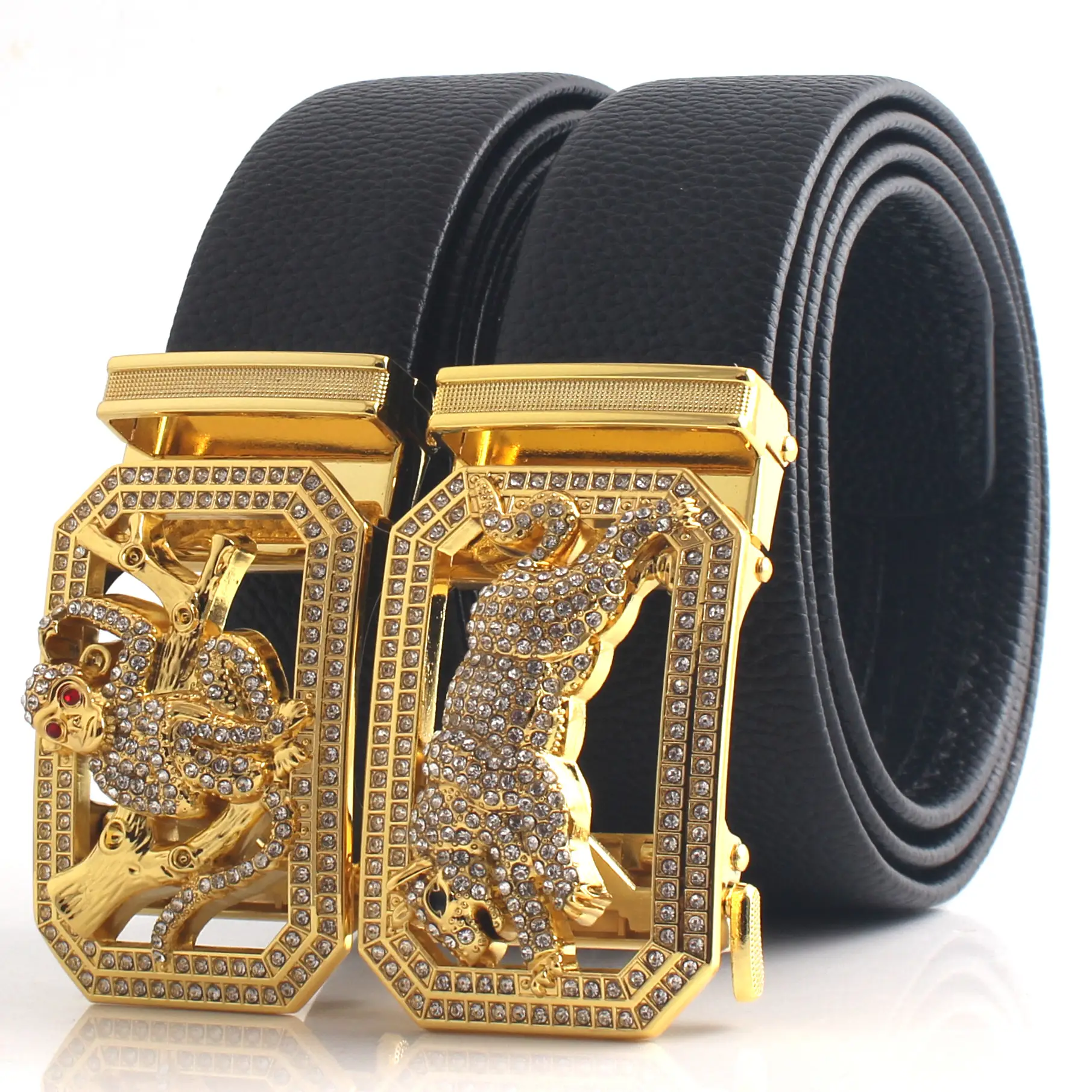 Hongsheng Men's Rhinestone Inlay Belt with Dragon Design β feature 11