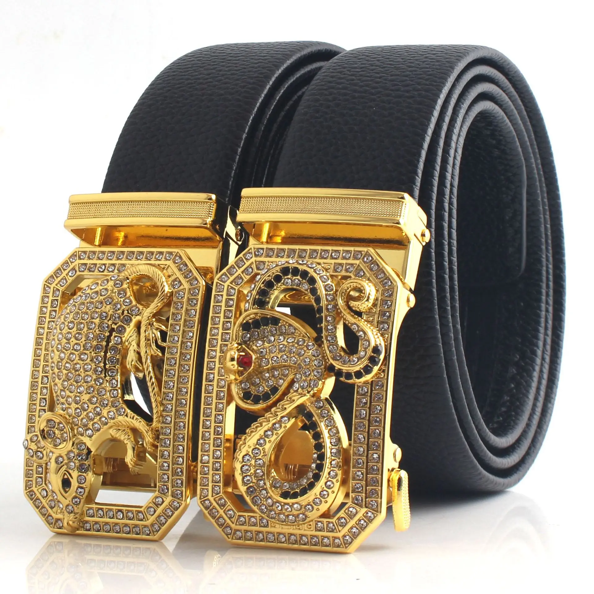 Hongsheng Men's Rhinestone Inlay Belt with Dragon Design β feature 14