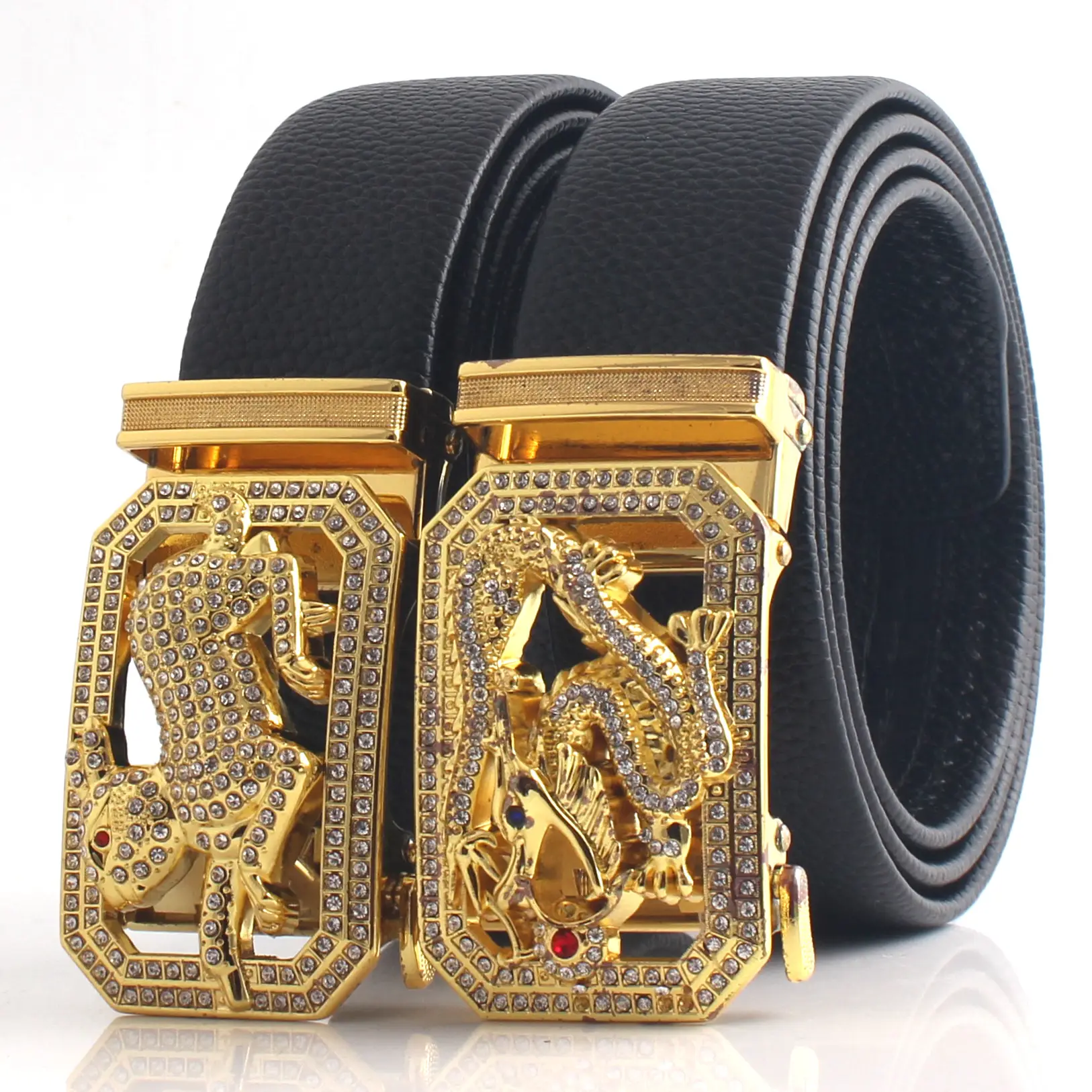 Hongsheng Men's Rhinestone Inlay Belt with Dragon Design β feature 9