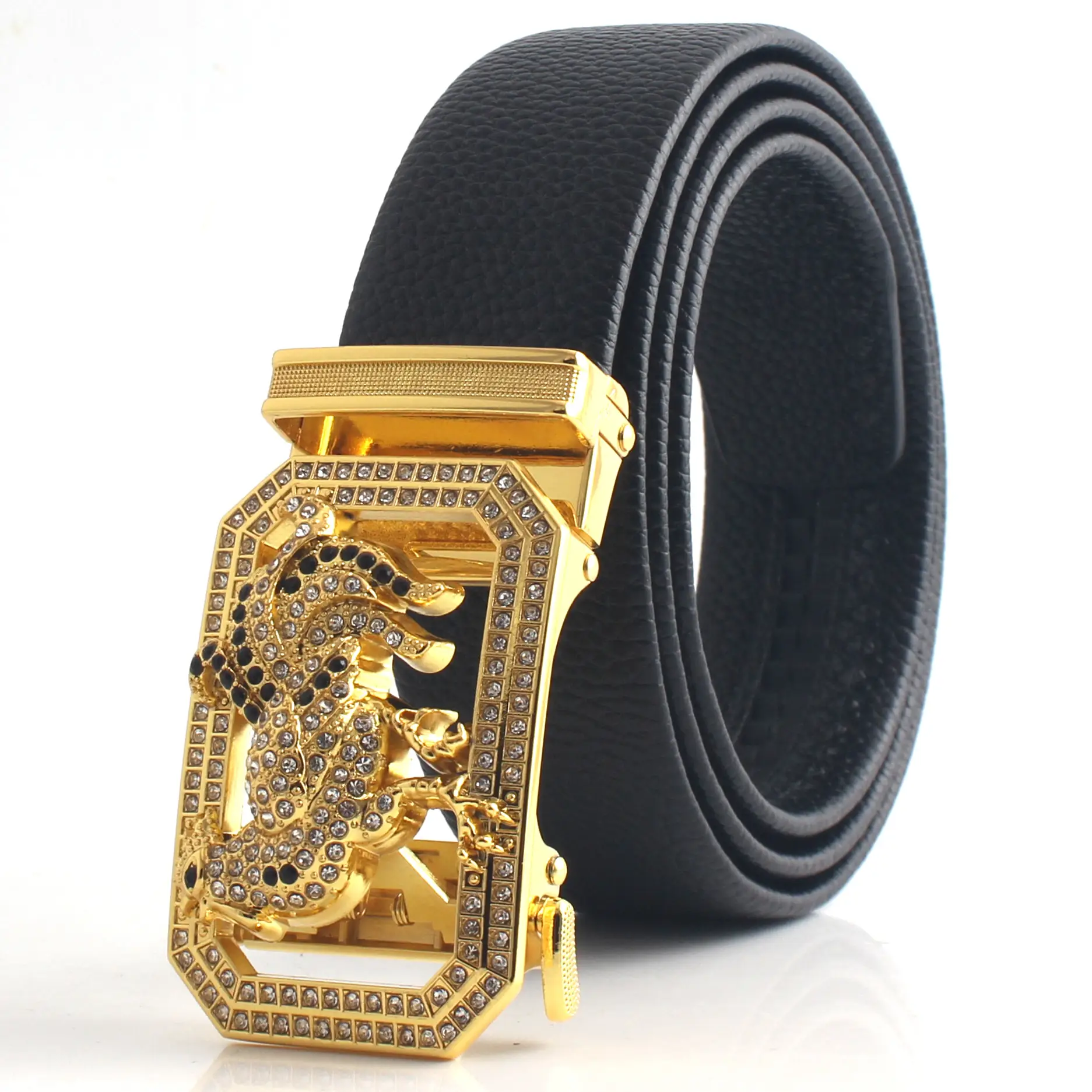 Hongsheng Men's Rhinestone Inlay Belt with Dragon Design - Image 9