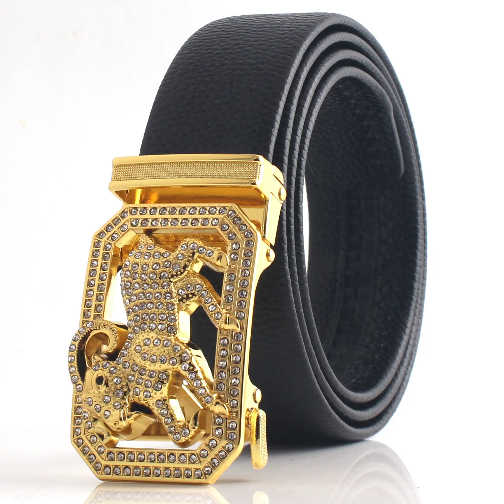 Hongsheng Men's Rhinestone Inlay Belt with Dragon Design - Image 10