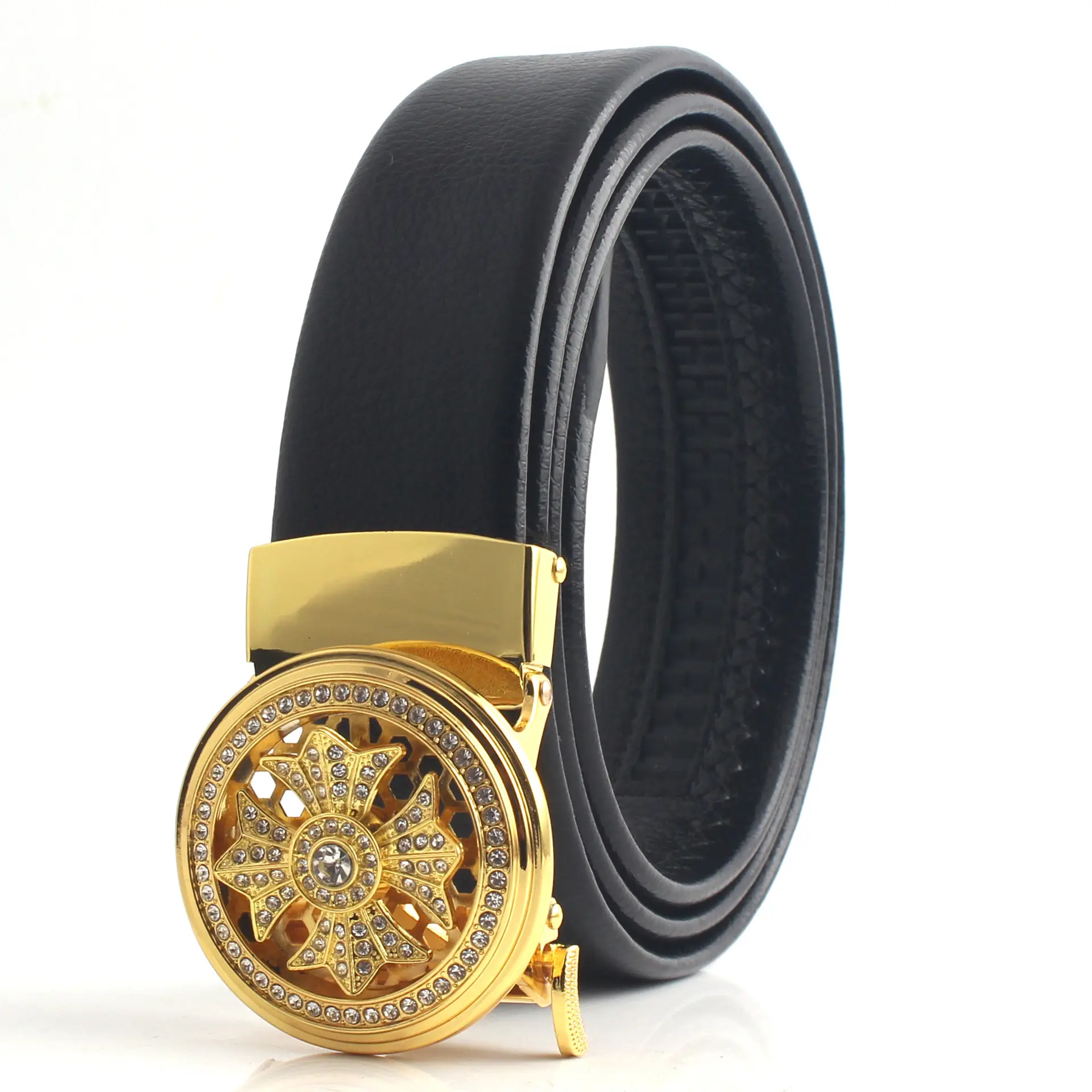 Hongsheng Men's Rhinestone Inlay Belt with Dragon Design - Image 11