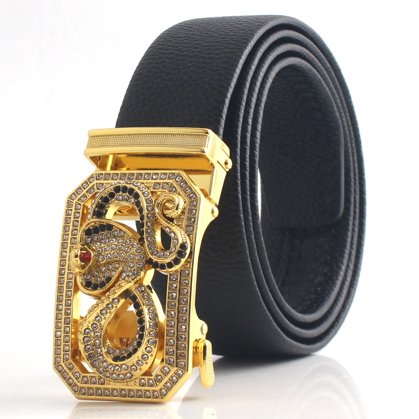 Hongsheng Men's Rhinestone Inlay Belt with Dragon Design - Image 2
