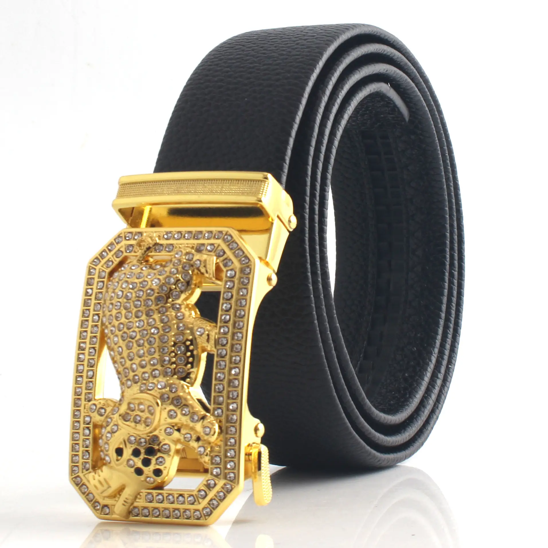 Hongsheng Men's Rhinestone Inlay Belt with Dragon Design - Image 3