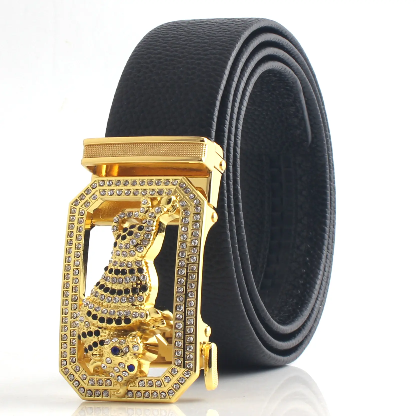 Hongsheng Men's Rhinestone Inlay Belt with Dragon Design - Image 4