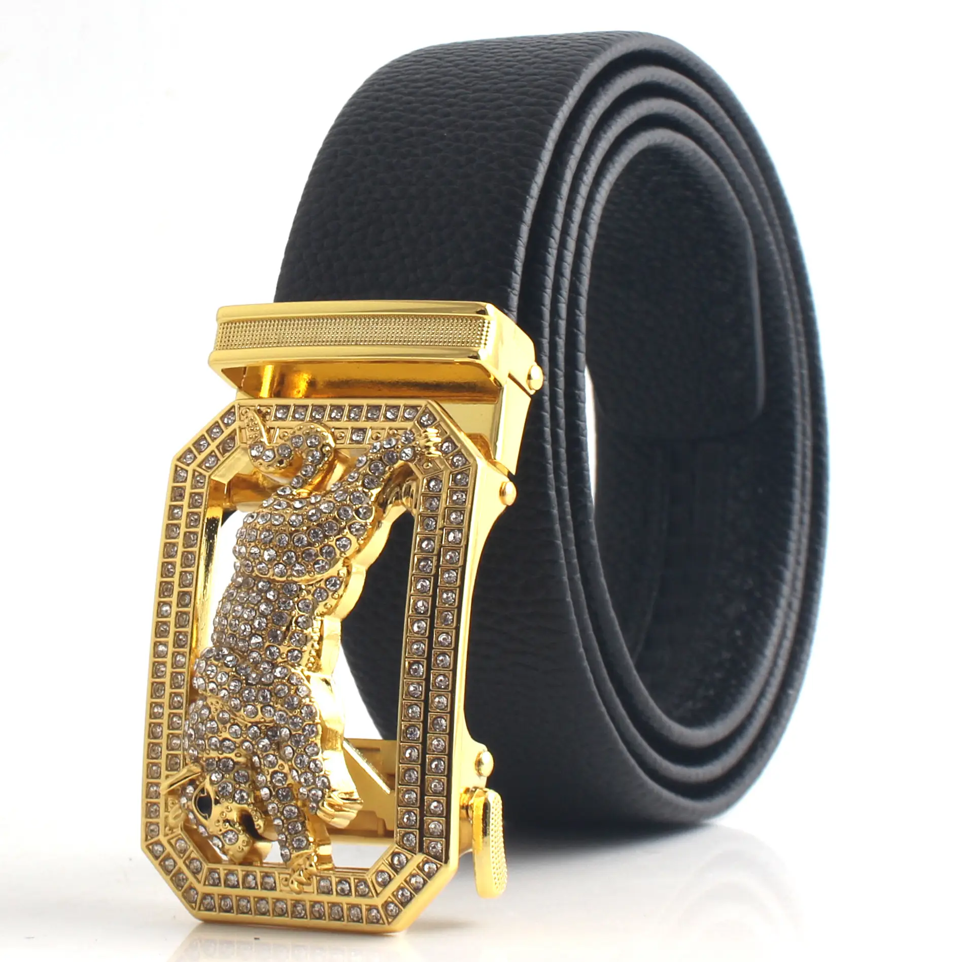 Hongsheng Men's Rhinestone Inlay Belt with Dragon Design - Image 5
