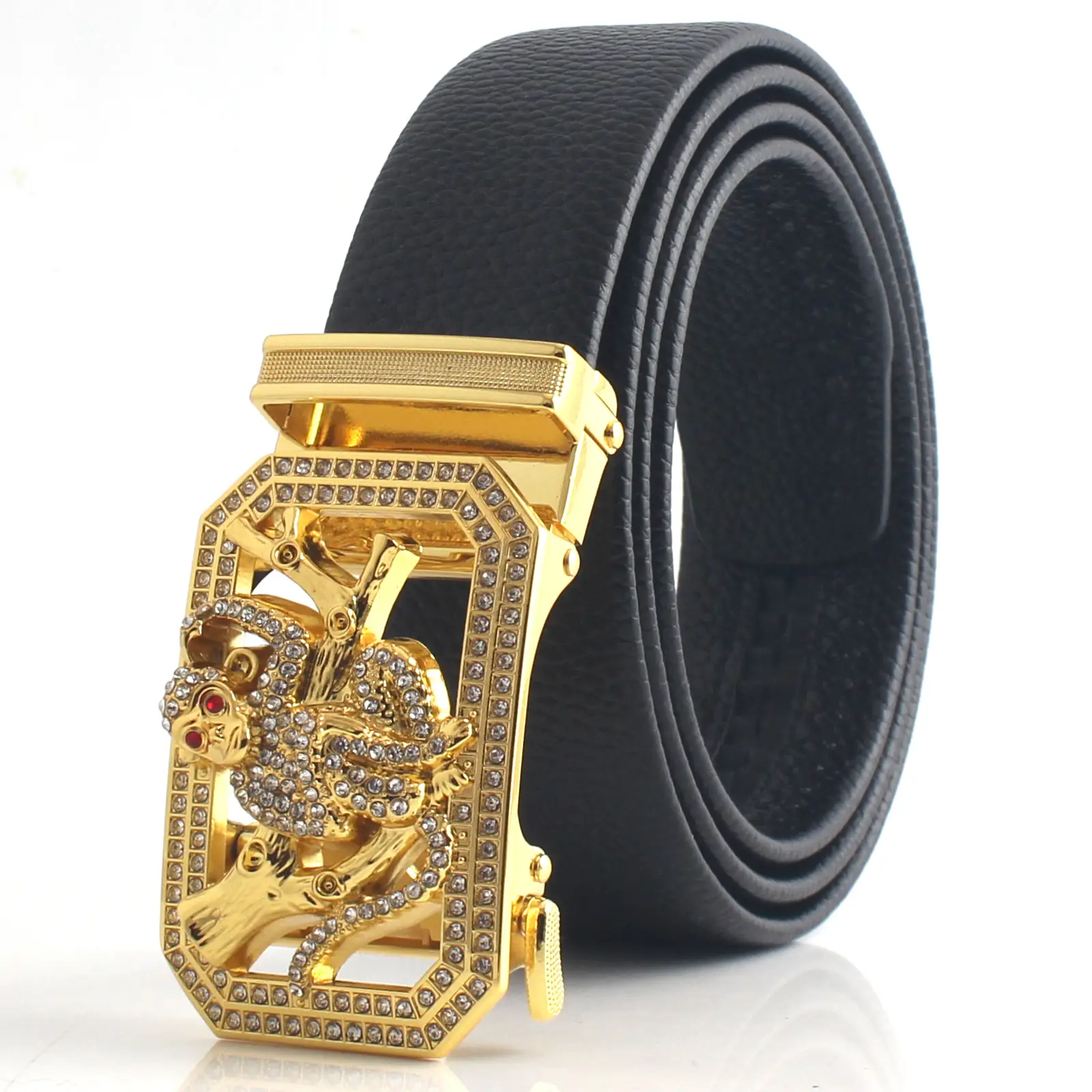 Hongsheng Men's Rhinestone Inlay Belt with Dragon Design - Image 6