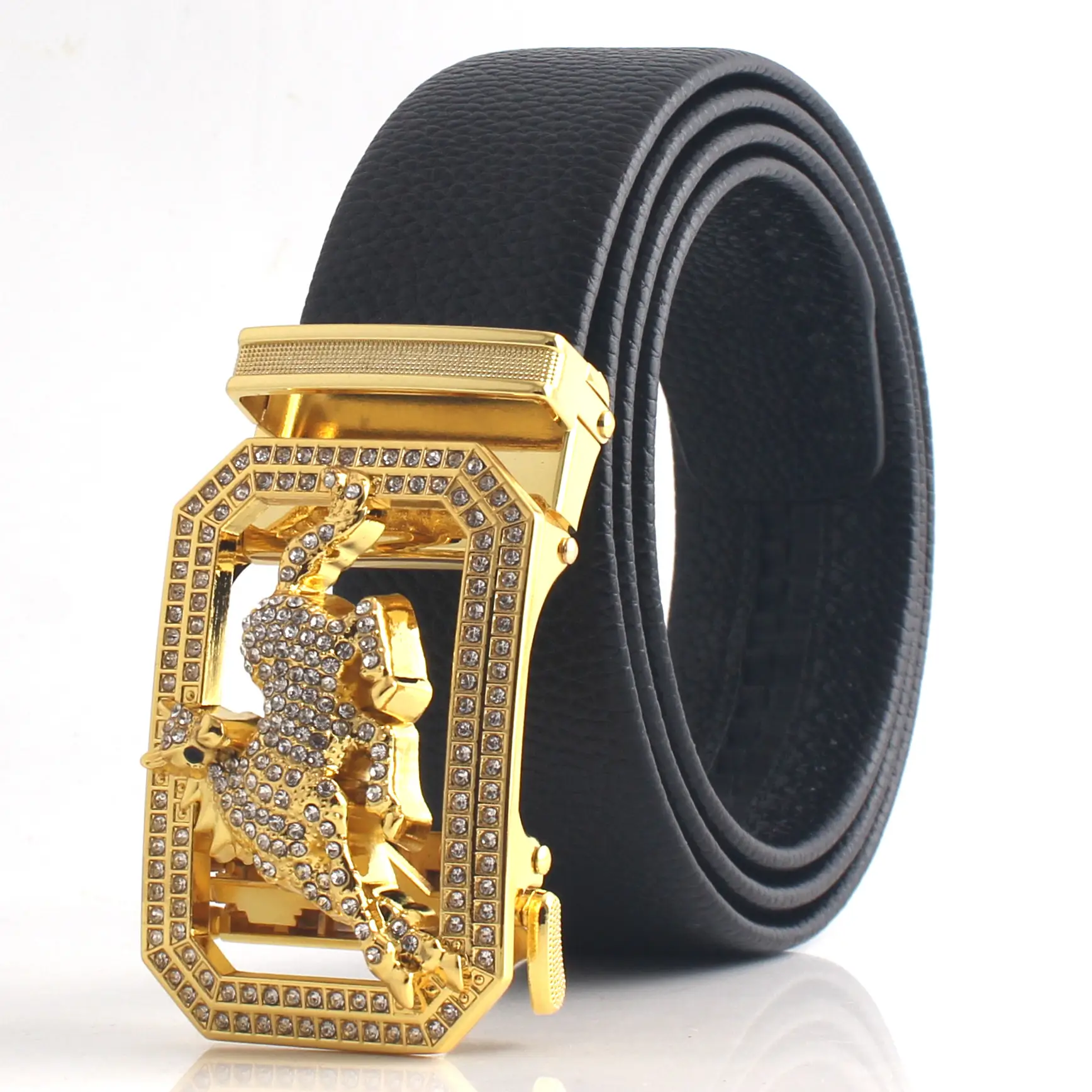 Hongsheng Men's Rhinestone Inlay Belt with Dragon Design - Image 7
