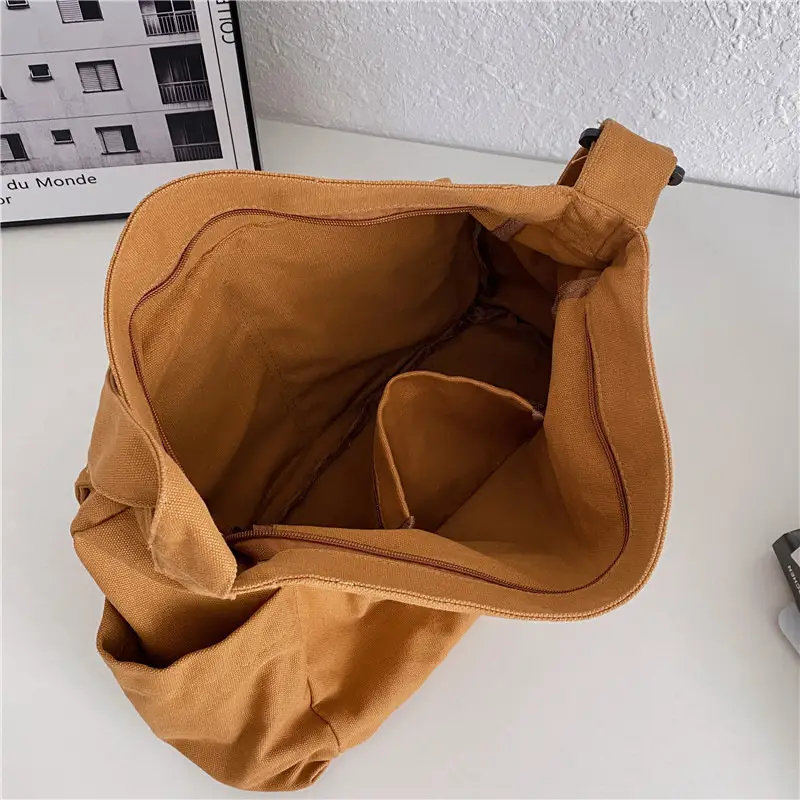 White Canvas Shoulder Crossbody Bag for Men Women - Image 8