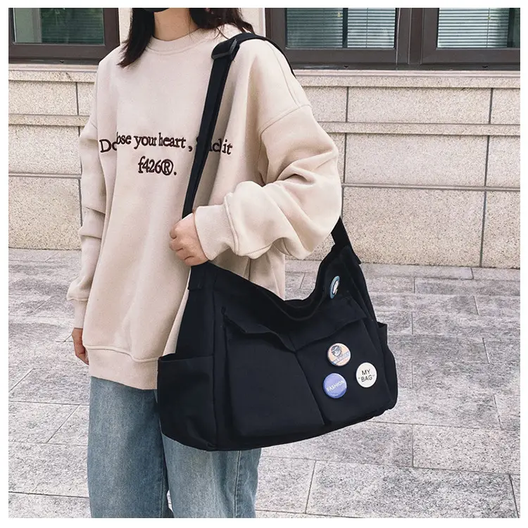 White Canvas Shoulder Crossbody Bag for Men Women — feature 20