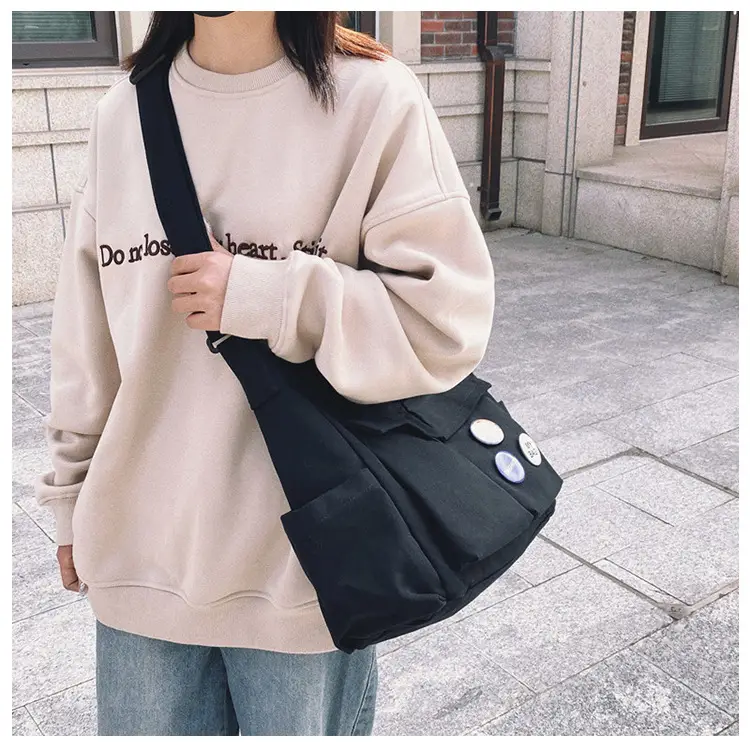 White Canvas Shoulder Crossbody Bag for Men Women — feature 21