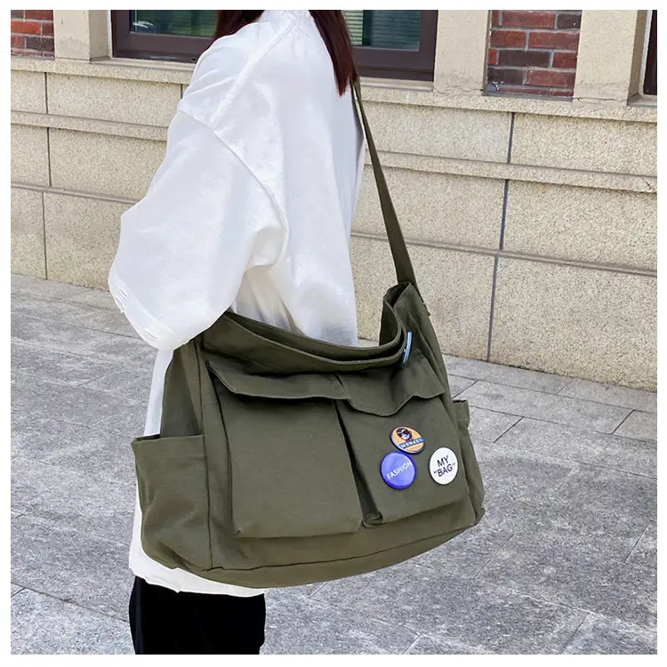 White Canvas Shoulder Crossbody Bag for Men Women — feature 30