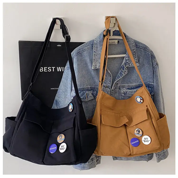 White Canvas Shoulder Crossbody Bag for Men Women — feature 40