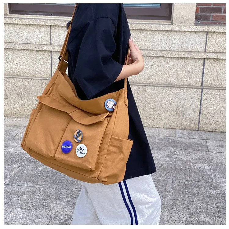 White Canvas Shoulder Crossbody Bag for Men Women — feature 6