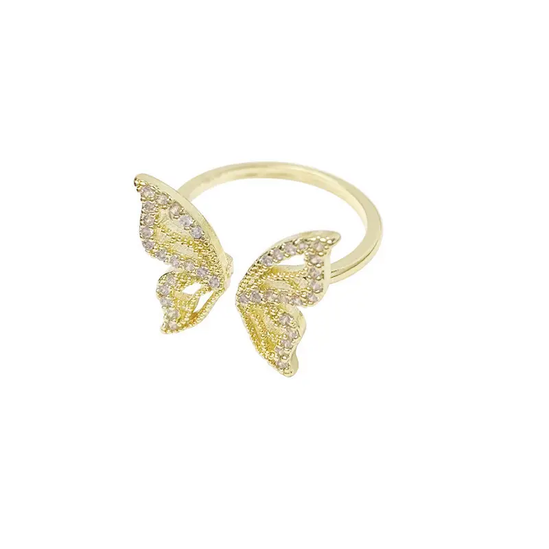 Golden Butterfly Index Finger Ring with Clear Stones - Image 7