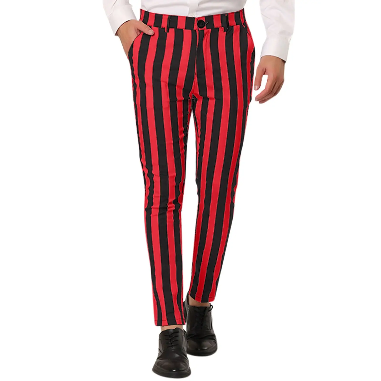 Men's Digital Print Slim Fit Pencil Pants Yellow Orange - Image 20