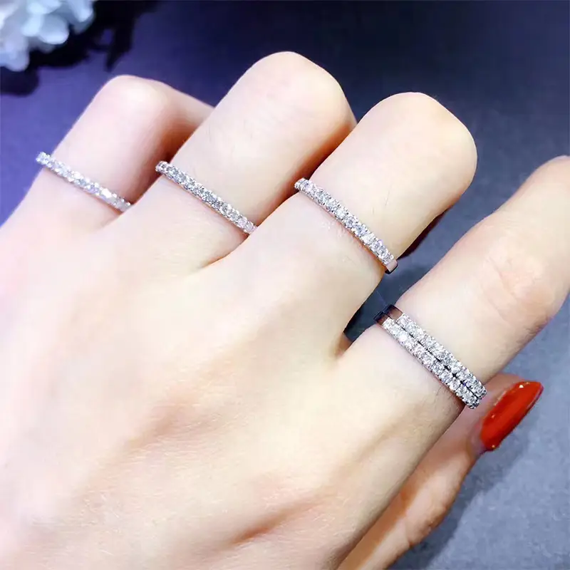 925 Silver Ring Gypsophila Moissanite Diamond Overlap