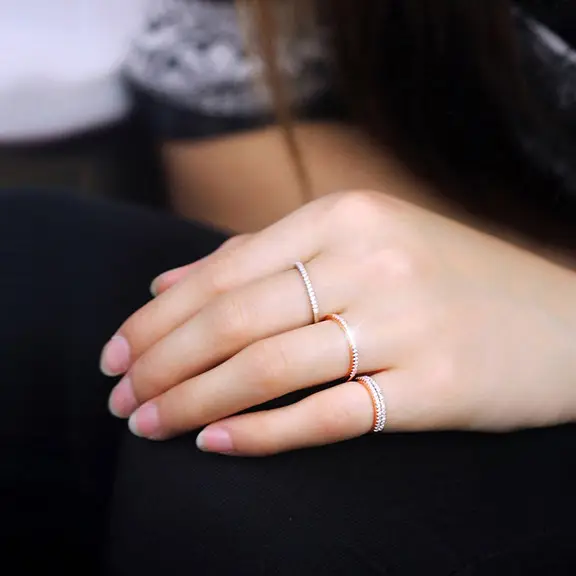 925 Silver Ring Gypsophila Moissanite Diamond Overlap