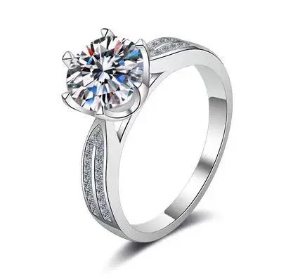 Clearance Moissanite Wedding Ring Silver Platinum Plated 1 Karat - Image 26